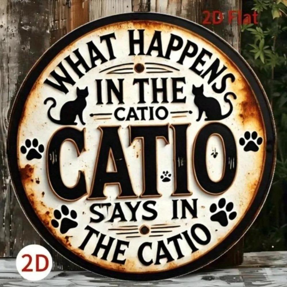 Wall Art Metal Sign Cat Silhouette Paw Print Aluminum Home Decor