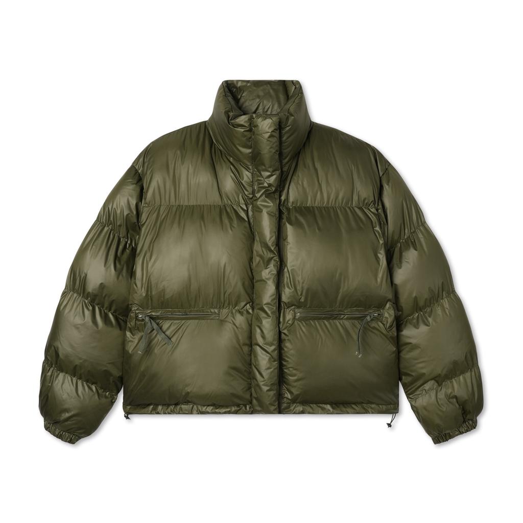 Apostrophe Comma Glossy String Zip-Up Puffer Crop Short Padded Jacket_Burgundy