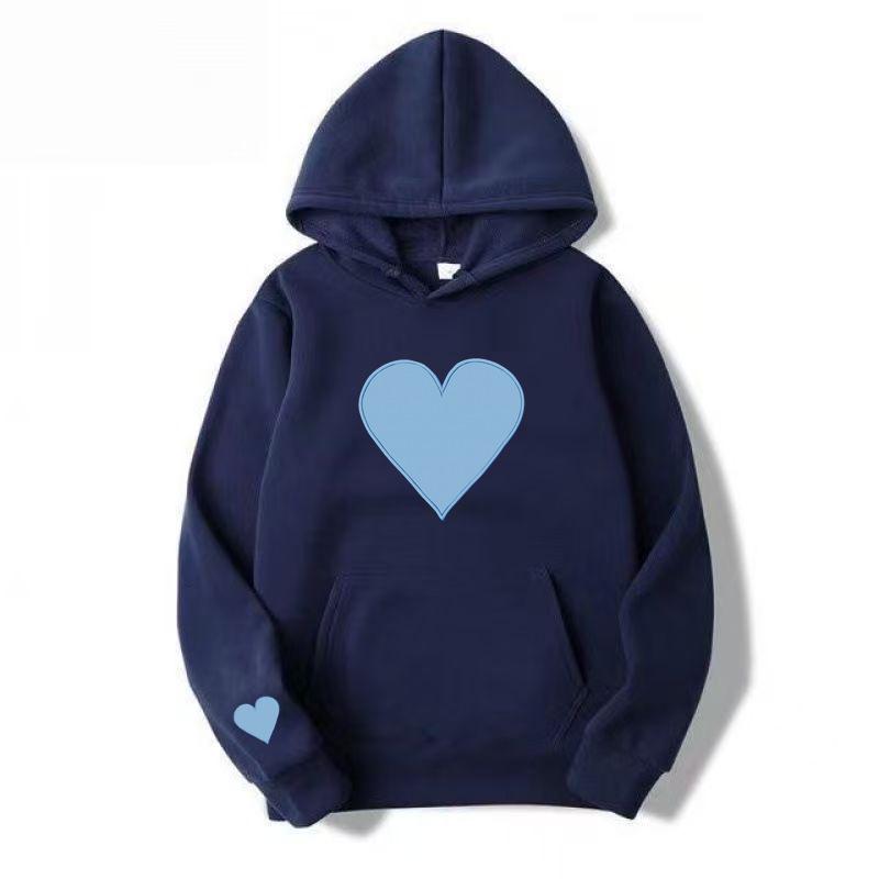 Heart-Shaped Valentine’s Day Loose Casual Couple Hoodie with Plus Velvet