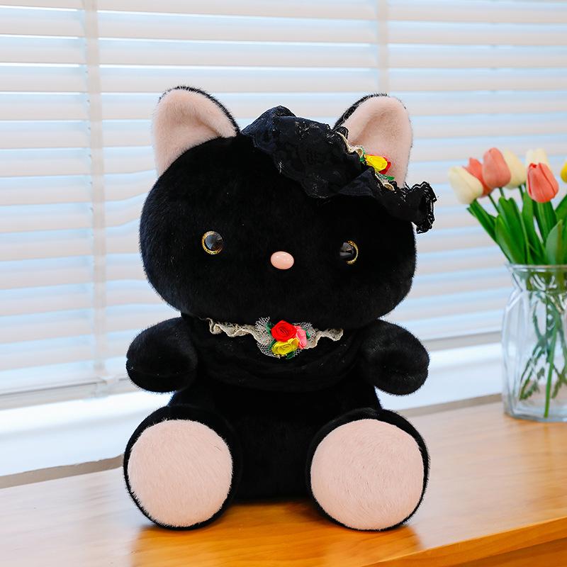 

Кружевной кошачий фартук плюшевые игрушки кукла подушка наполнитель из ПП хлопка подарки на день рождения для девочки чёрный