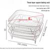 ZISIZ 304 Stainless Steel 3-Layer Square BBQ Grill Rack