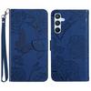Applicable To Samsung S24 Butterfly Embossed Mobile Phone Leather Case A15 Card Holder Solid Color Lanyard Protective Case A05S Hand Rope