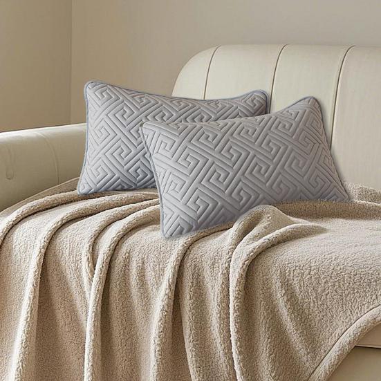 2Pcs Breathable Pillowcase Solid Color Easy To Clean Anti-Head Oil Wear-resistant Pillow Protector Bedroom