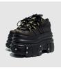 Punk Heavy Rock Platform Dikke Zool Dames Y2K Hot Girl Echt Leer Kleur-Gewassen Enkele Schoenen 12cm