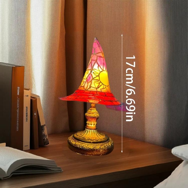 Witch Hat Nightlight USB Powered Handmade Resins Wizard Hat Table Lamp Ornament for Halloween Decoration Gift Giving
