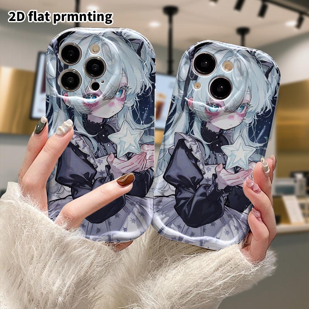 Phone Case: 2D Flat Design, Fits iPhone 12 Pro To 18, Phone Decoration, Gothic Star-holding Style, Perfect for Halloween and Christmas Gifts