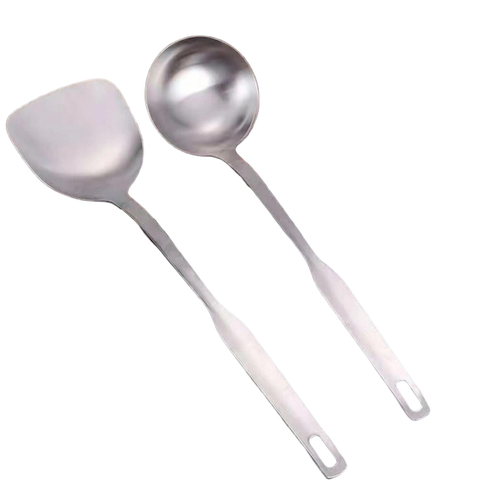 Набор кухонных ложек из нержавеющей стали, 2 шт. серебряный