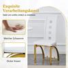 [Set mit 2 Stück] Europäische Design-Esszimmerstühle mit Lochmuster, Matweißes PU-Leder + Glänzende Gold-Metallbeine, 102,5 cm hoch, für Ess- oder Wohnzimmer.