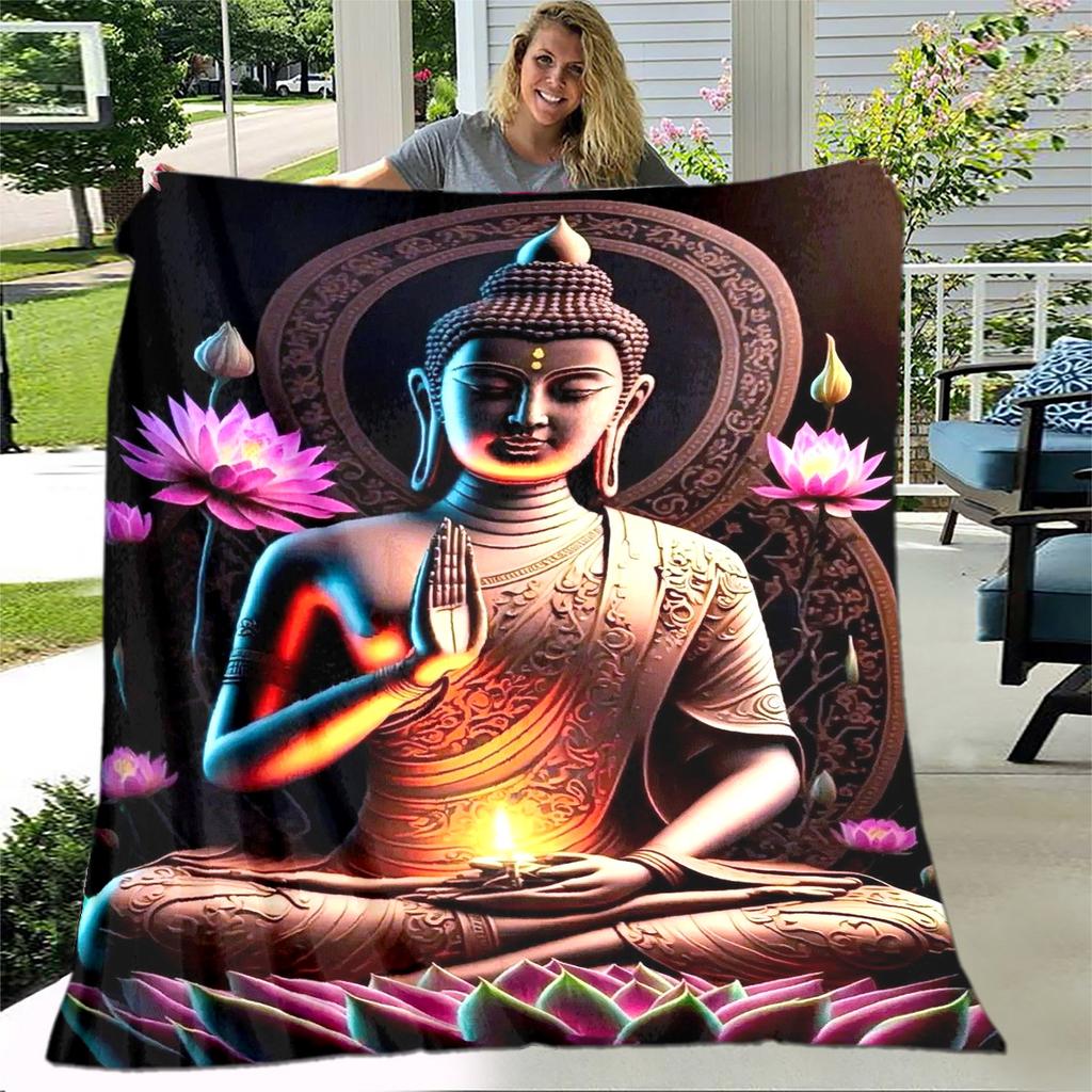 Buddhismus Buddha Šákjamuni Guanyin Bódhisattva Plyšová deka, Flanelová deka Přehozová deka do obývacího pokoje Ložnice Postel Pohovka Modlitba