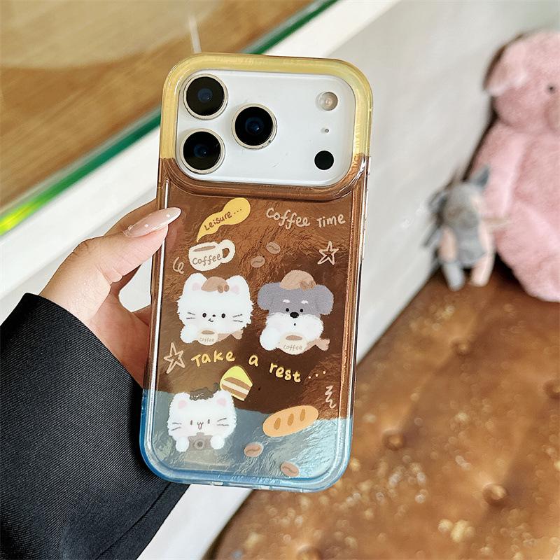 Plaid Scarf Design Case for iPhone 17, 16ProMax, 15, and 14 with Cat and Dog Theme. iPhone 17