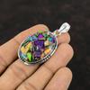 Fiesta Kingman Türkis-Anhänger, handgefertigter Schmuck, 925er Sterlingsilber-Anhänger, Multi-Kupfer-Türkis-Anhänger, echter Edelstein-Anhänger als Geschenk