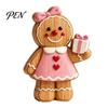 Wooden Desktop Decorations Cartoon Gingerbread Ornament, Double-sided Printed Tabletop Figurines, Festive Window Display Decorative Craft for Home And