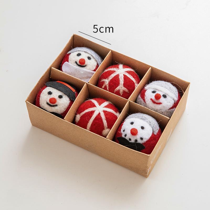 INS Snowflake Christmas Tree Decorative Ball Wool Felt DIY Material Small Pendant Christmas Decorations Holiday Atmosphere Props