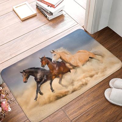 Horse Floor Door Kitchen Bathroom Mats Anti-Slip Outdoor Animal Doormat Living Room Entrance Rug Carpet Footpad