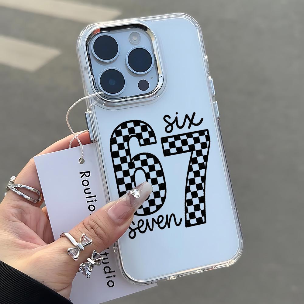 Luxury Six Seven 67 Hot Phone Case For Samsung Galaxy S25 S24 S23 S22 S21 S20 Note20 FE Ultra Edge Plus 4G 5G Transparent Cover