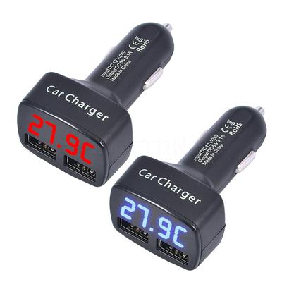 Universelles Dual-USB-Autoladegerät 4 in 1 DC 5 V 3.1 A Digitale LED-Anzeige Temperatur-/Strom-/Spannungsmesser Auto-Telefonladegerät für iPhone Samsung Galaxy