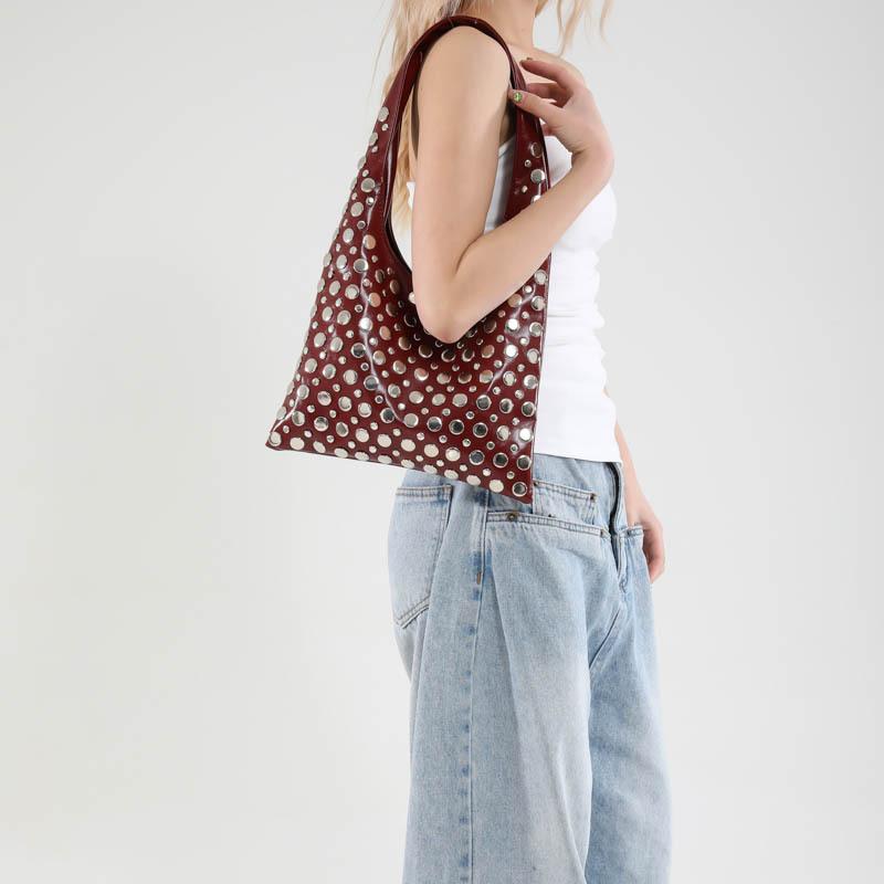 Tasche Damen Punk-Stil Nietenbesetzt Premium Damen-Tasche Wasser-Stil Große Kapazität Damen-Umhängetasche