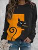 Ethnic-Style Japanese Mallow Wave Print Sweatshirt with Round Collar - 2024 Autumn/Winter Collection