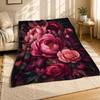 Deco Peony Rose Bouquet Coral Fleece Blanket Elegant Floral Decor
