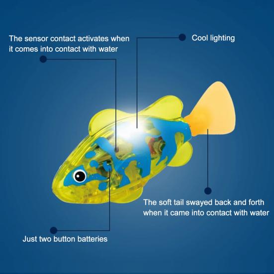 4/6 Pièces Jouet Poisson Électronique Activé par l'Eau, Poisson de Nage Robotique Imperméable avec Lumière LED, Jouet Poisson Interactif Lumineux pour Baignoire, Piscine, Aquarium