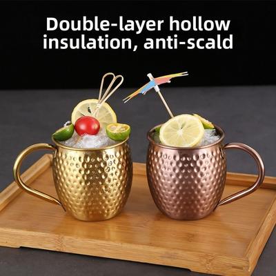 Bar Tool Hammer Pattern Moscow Mule Mug 520ml Retro Stainless Steel Cup Elegant Large Capacity Drinking Cup Bar