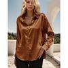 Women's Turn Down Collar Long Sleeve Regular Fit Shirt Casual Button Front Blouse