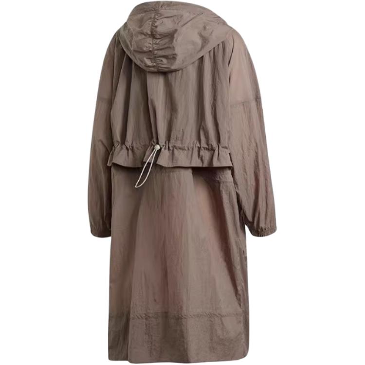 Adidas Long Windbreaker Jacket Women Outerwear Brown FK9045