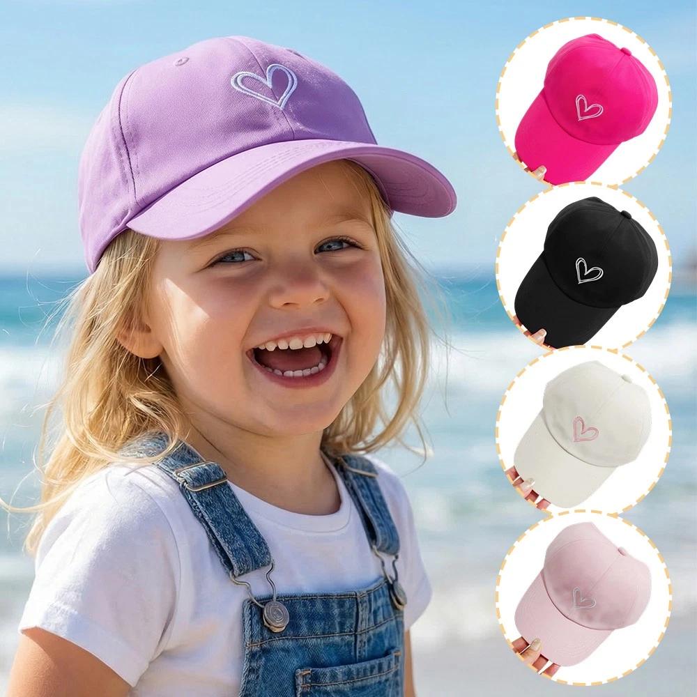 Adjustable Baseball Cap Adjustable Heart Design Hat Cap Lightweight Kids Baseball Cap For School Outdoor Play Everyday
