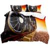 Steam Locomotive, Old-Fashioned, Run-Down Train, Transportation, Digital Printing, Three-Piece Bed Sheet