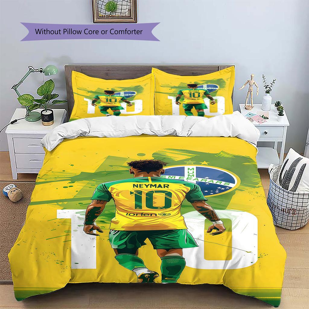 Neymar Pattern Bedding,Quilt Set Quilt Cover Pillowcase Home Birthday Gift(1 * duvet cover + 2 * pillowcase, without core)