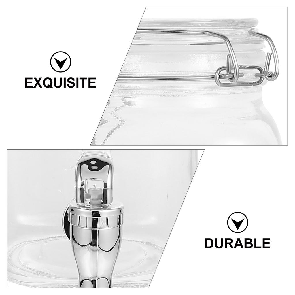 1pc Glass Juice Jar With Tap Leak Proof Beverage Dispenser Drink Container Barrel Storage Bottle Drinks Spigot Drinkware