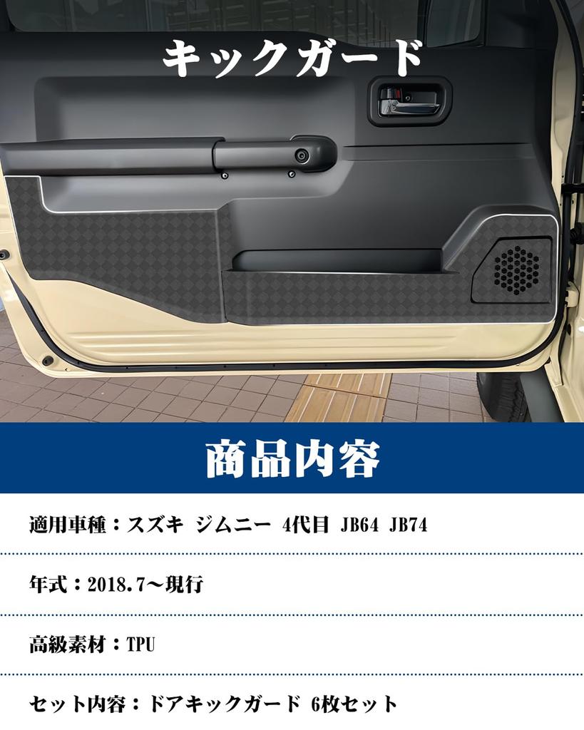 RUIYA Set of Door Kick and Inner Door Panel Protectors for Jimny Sierra JB64 and These Door Trim Guards and Kick Mats Protect from and Other Easy To