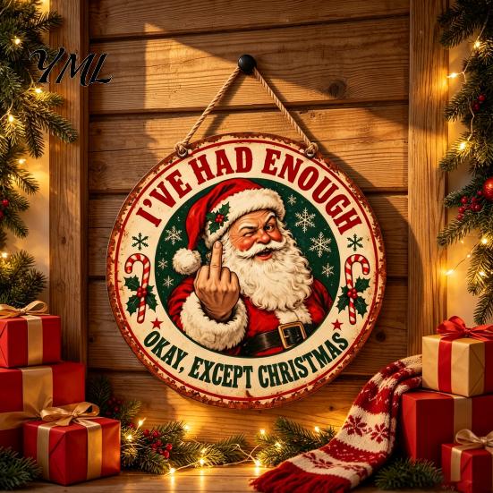 DIY Holiday Gift Accessories Santa Christmas Metal Hanging Sign, This Is My Merry Place Xmas Wall Party Fireplace Decor Plaque, Ornament for
