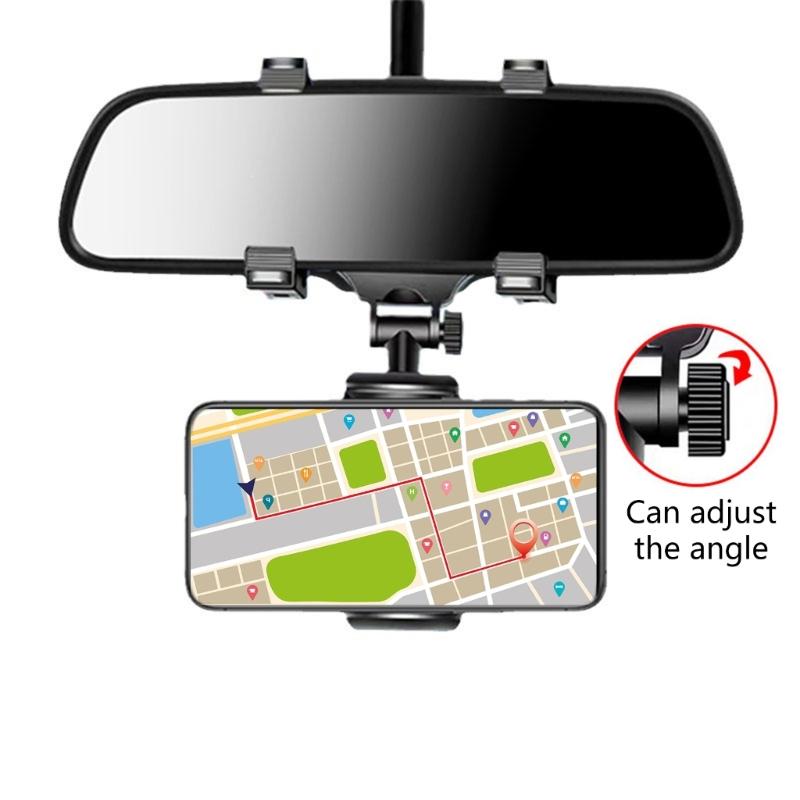Universal Rearview Mirror Mount Phone Holder 360 Degree Rotating Rearview Mirror Phone Mount for Convenient Navigation