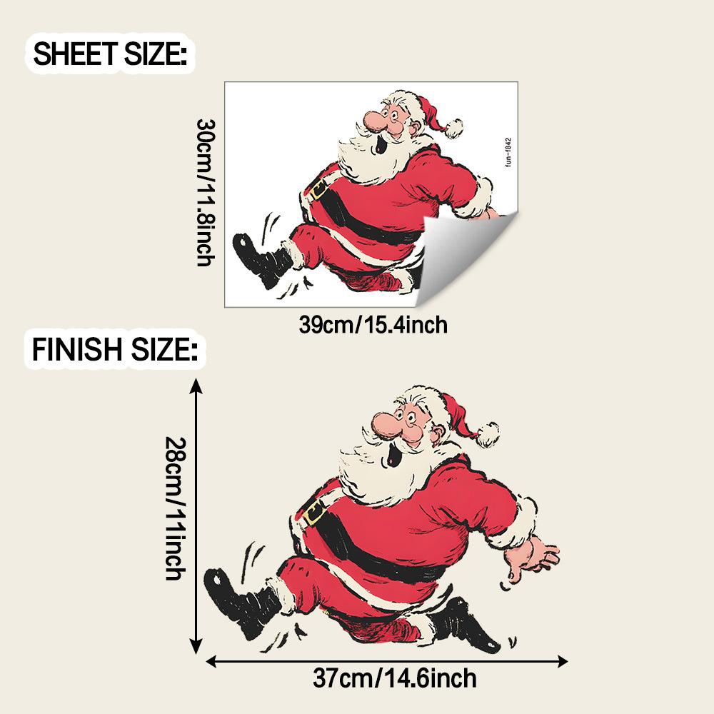 

Персонализированный Бегущий Санта Клаус Рождественская Атмосфера Домашнее Украшение Наклейки на Стену