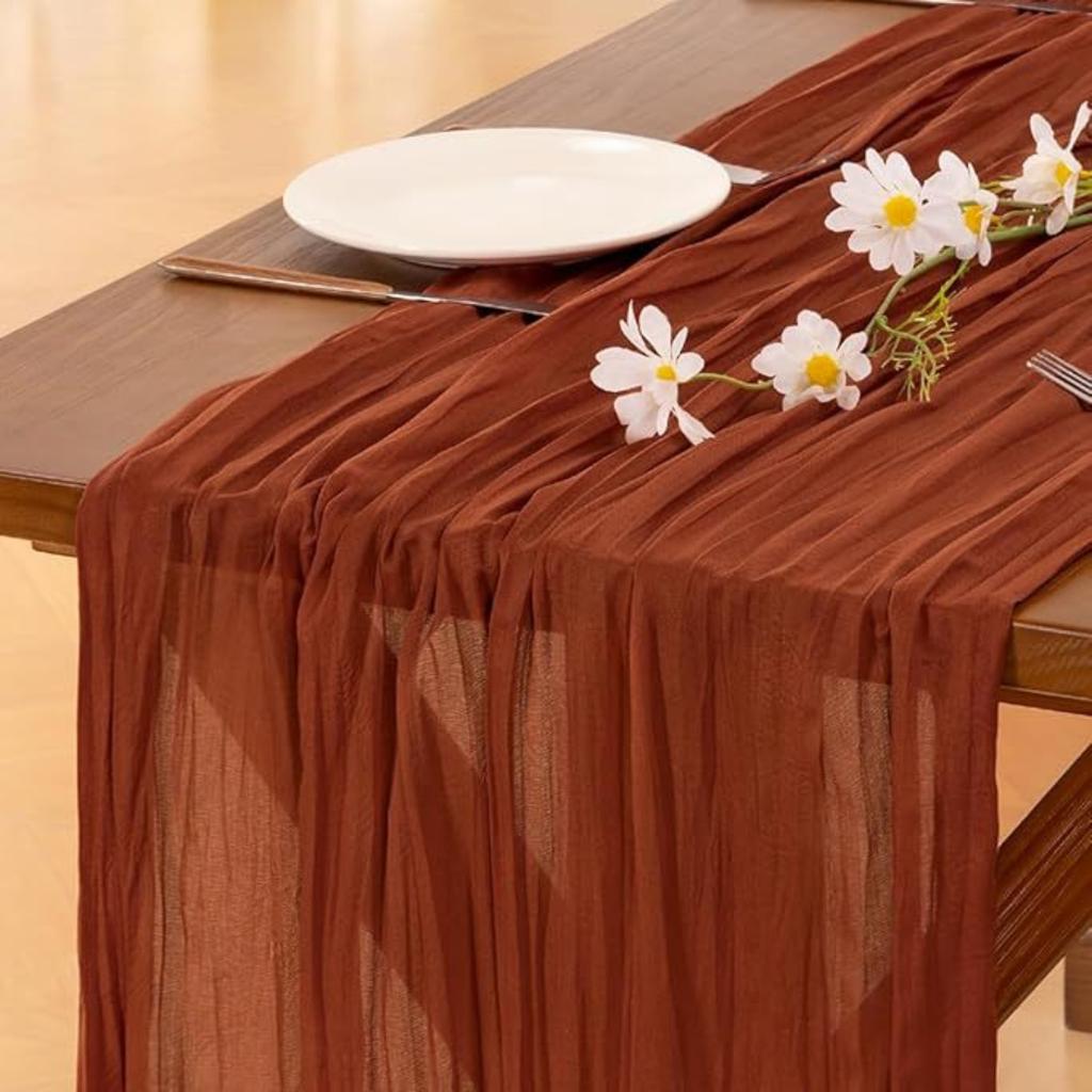 Bohemian Cable Knit Tablecloth, Wedding Party Decoration, Pleated Table Runner, 90*300cm