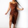 Spring New Women's Clothing, European and American Dresses, Slim-fitting Elegant Solid-color French Dresses, Long Dresses