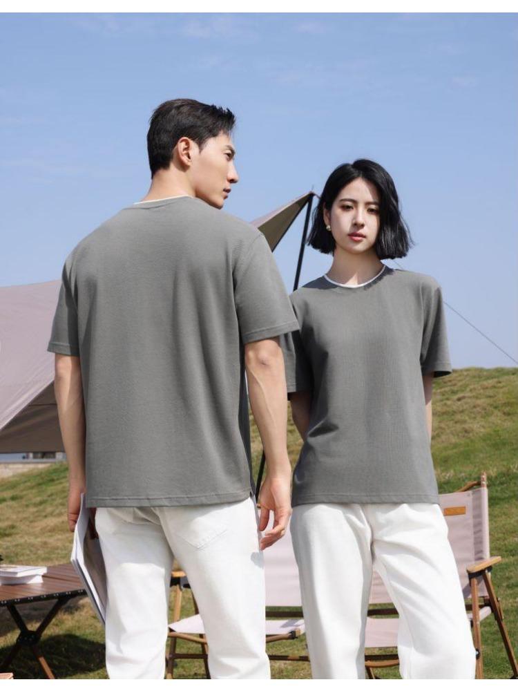 Minimalist Summer Crew Neck Tops Unisex T-shirt  Solid Color Unisex Lightweight T-shirt for Women and Men YG-247