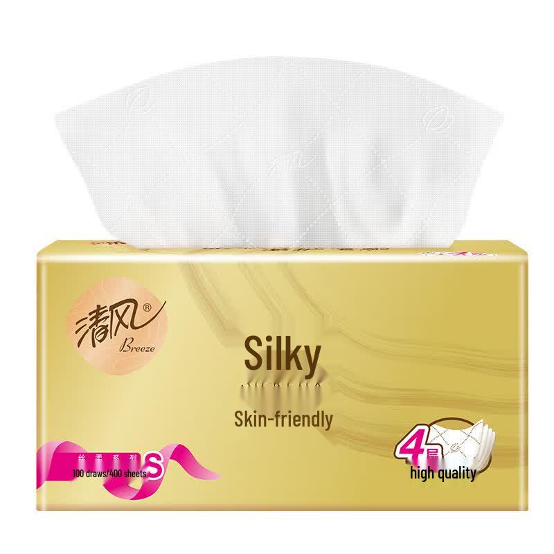 Qingfeng 4-Ply Virgin Wood Pulp Soft Pack Facial Tissues, Bulk Box