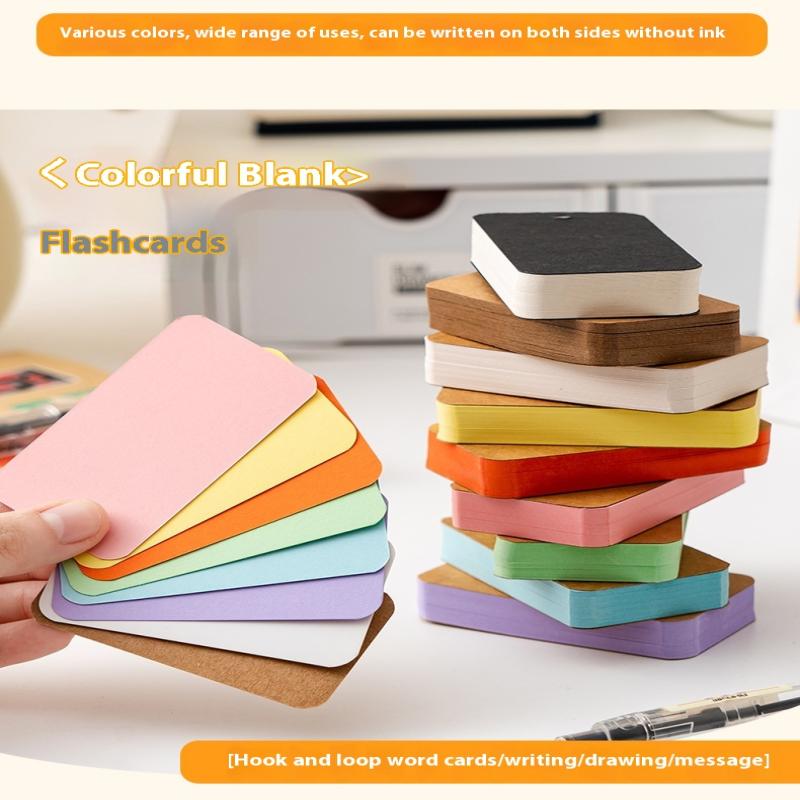 50/100Pcs Colored Blank Kraft Paper Cards Craft Cards Paper Business Message Cards Flash Card Blank For Learning Study Diy Memor