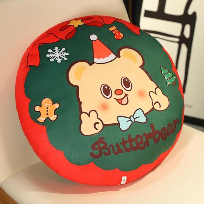 Christmas Animal Round Pillow Puppy Cushion Cushion Printed Cushion Sofa Waist Christmas Gift