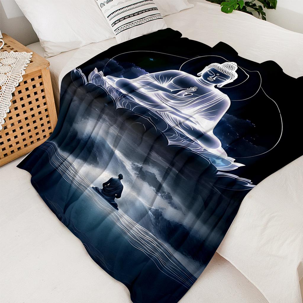 Yoga Buddha Meditation Cozy Art Blanket - Soft Warm Decorative Throw for Couch, Bed & Nap Time