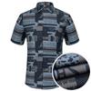 Men's Letter Print Spread Collar Short Sleeve Button-Up Shirt without Pocket, Stretchy Summer Casual Comfort Menswear Clothing