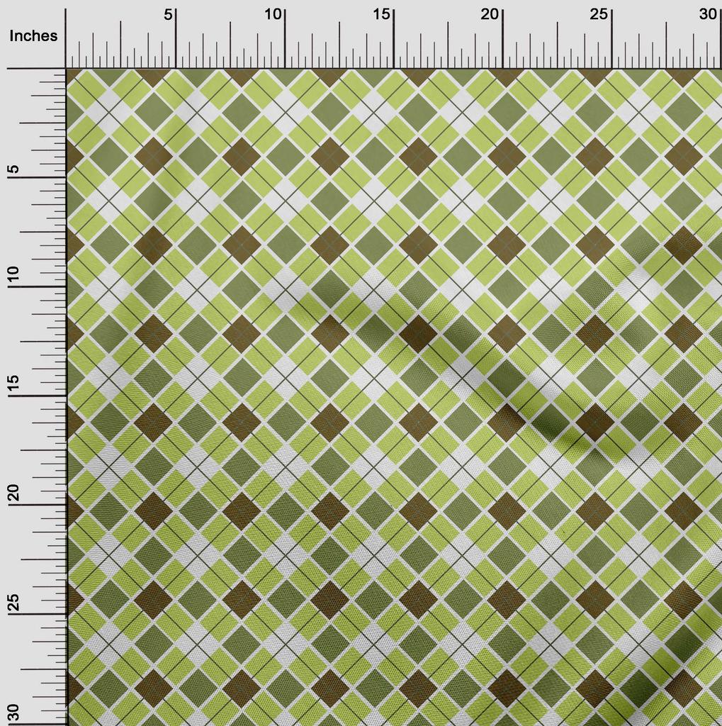 oneOone Cotton Flex Hellgrüner Stoff Argyle Check Stoff zum Nähen Bedruckter Bastelstoff Meterware 40 Zoll
