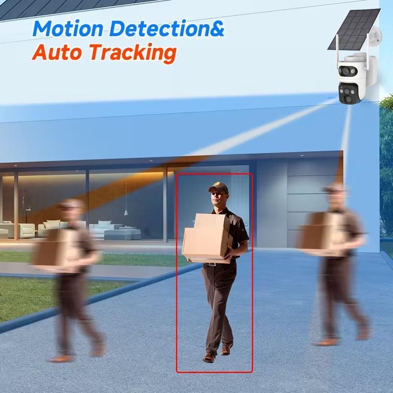 Dual-Lens Wireless Solar 360° Panoramic Camera with Low Power Consumption