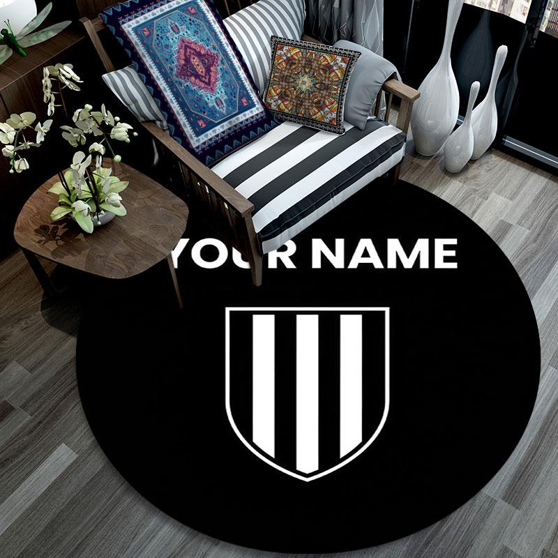 Custom Name,Newcastle United FC pattern round rug,Carpet Rug for Living Room Bedroom Playroom ,Non-slip Floor Mat,Holiday Gifts and Birthday Gifts.