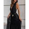 Fashionable V-Neck Lace Camisole Dress With A Stylish Design, Waist-Cinching A-Line Skirt, New Summer Long Dress For Women