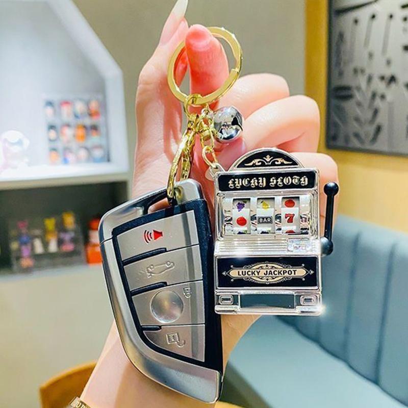 Machine à sous Mini Fruits Créative Jouets de Décompression pour le Bout des Doigts Porte-clés Charme Porte-bonheur Pendentif Jackpot Sac Cadeaux Amusants Pour Enfants Adultes