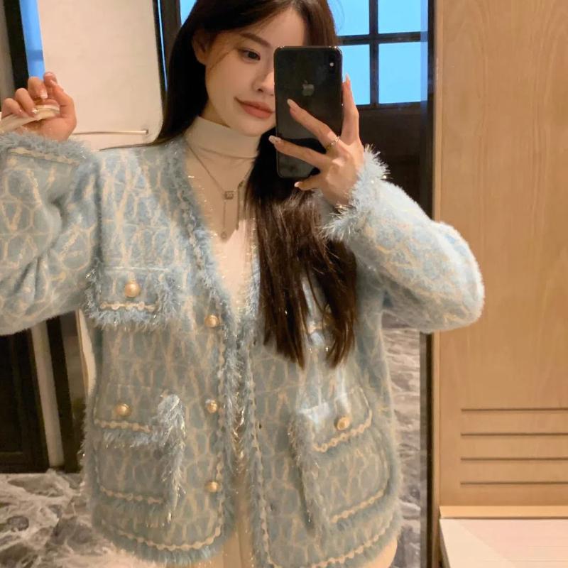 Autumn Winter New Coat Small Fragrant Style Women's High End Tassel Versatile Mink Fleece Loose French Style Chic Cardigan