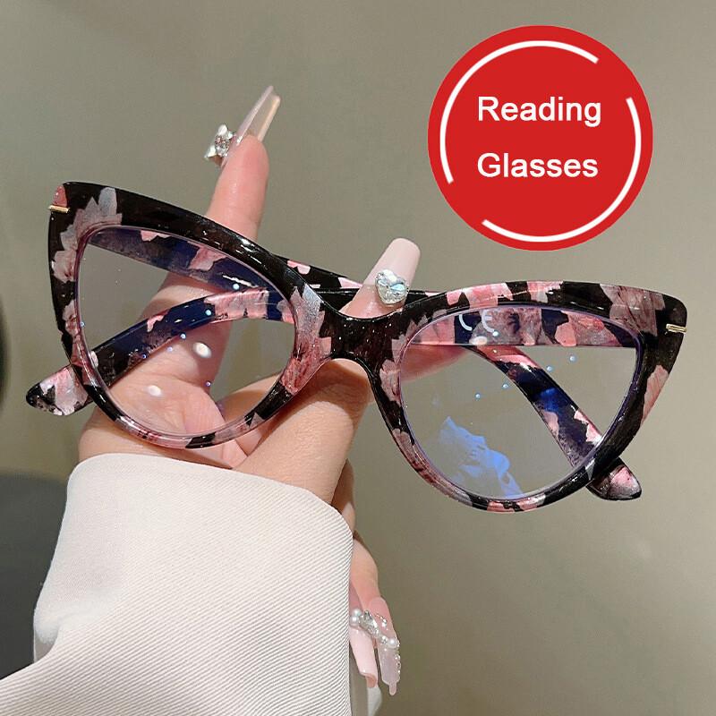 

Blue Light Blocking Cat Eye Reading Glasses For Women Luxury Designer Black Presbyopia Eyeglasses Prescription Diopters Plus Presbyopia100
